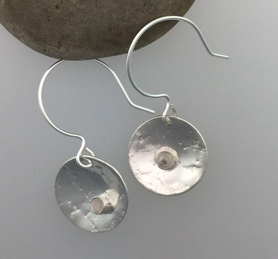 Silver Moon Earrings with Moonstones